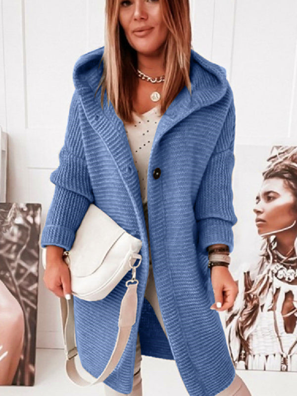 ’s Loose Hooded Sweater Cardigan Sweater