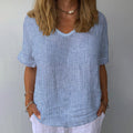Women's Retro Striped Cotton And Linen Top elevenforest