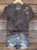 Women's Art Painting Hippie Print V-Neck T-Shirt
