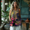 Women's Vintage Floral Patch Cotton And Linen Vest elevenforest