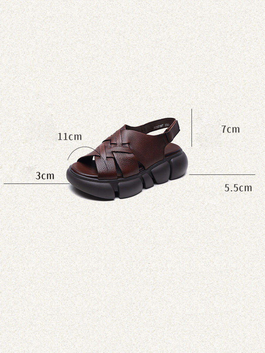 Summer Leather Spliced Platform Sandals Ui1026