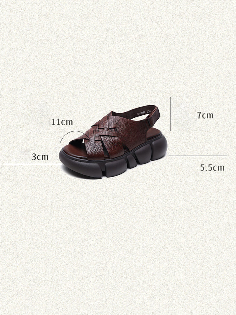 Summer Leather Spliced Platform Sandals Ui1026