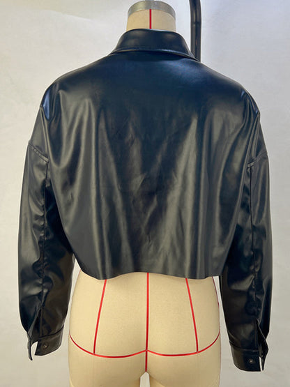 Long Sleeves Loose Buttoned Color Lapel Blouses&shirts Tops