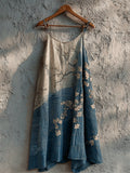 Comstylish Almond Blossom Sea Waves Japanese Gradient Linen Cami Dress