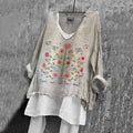 Comstylish Women's Vintage Bird On Tree Embroidery Pattern Comfortable Shirt