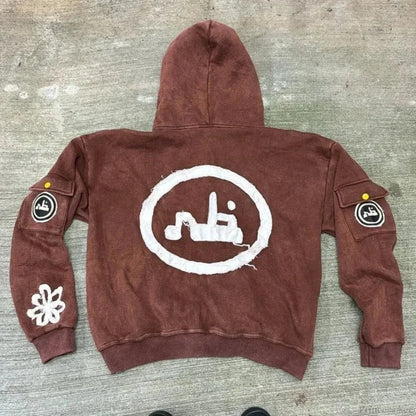 Dark Zipper Joined Hoodie