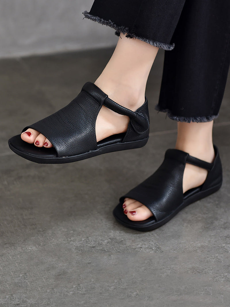 Summer Soft Leather Flat Sandals Cc003