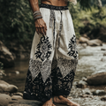 Men's Bohemian Holiday Style Vintage Ethnic Totem Print Simple Casual Pants elevenforest