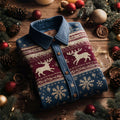 Christmas Reindeer Snowflakes Contrast Color Shirt elevenforest