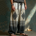 Men's Tribal Linen Basic Casual Pants elevenforest