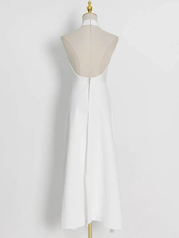 Original Sleeveless Irregularity Color High-neck T-shirt Top&pleated Skirt Bottom Two Pieces Set