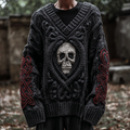 Halloween Men's Skeleton Element V-neck Knit Sweater elevenforest