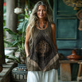 Women's Vintage Viking Tree Of Life Cotton And Linen Vest elevenforest