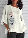 Japanese Inspired Fish Art Linen Blend Cozy Tunic elevenforest