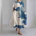 Comstylish Women's Japanese Art Gradient Print Midi Dress