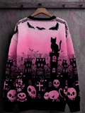 Comstylish Halloween Dark Style Skull And Sweater Pattern Round Neck Sweater