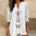 Comstylish Gorgeous Insect Element Printed Women's V-neck Long Sleeve Shirt