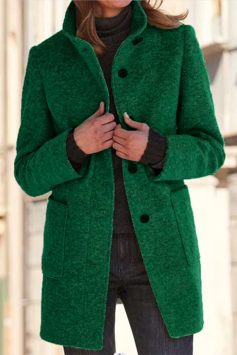 Color Mandarin Collar Outerwear