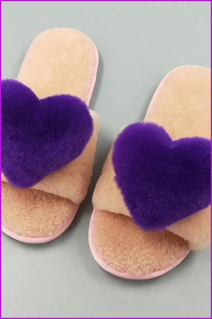 8 Colors Sweet Heart Lamb + Rabbit Fur Winter Slides/slippers Df044