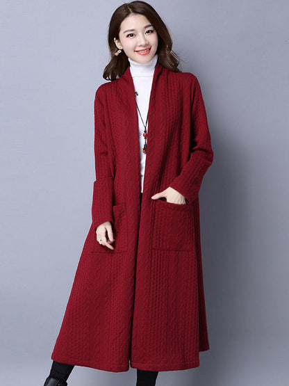 Red&black Knitting Loose Cardigan Outerwear