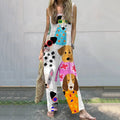 Women'S Cartoon Dog Print Thin Suspender Casual Wide Leg Jumpsuit elevenforest