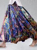 Vintage Floral Embroidered Flowy Linen Blend Wide Skirt elevenforest