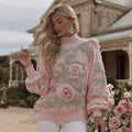 Women's Floral Embroidery Art Turtleneck Knit Sweater elevenforest