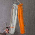Comstylish Stripe Art Print Linen Blend Pocket Pants
