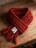 Comstylish Ice Out Red Handmade Cable Knit Scarf