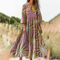 Women's Polygonal Star Pattern Art Print Cotton Crew Neck Dress