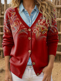 Women's Casual Western Print Vintage Cardigan elevenforest