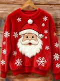 Comstylish Santa Claus Snow Embroidered Sweater