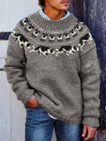 Men's Vintage Border Collie & Sheep Cozy Knit Isle Sweater elevenforest
