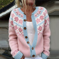Comstylish Trans Flag Inspired Cherry Blossom Cozy Isle Cardigan