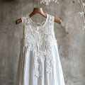 Flowers Lace Art Patchwork Linen Tank Dress elevenforest