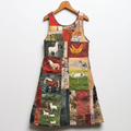 Women's Farm Animals Print Sleeveless Dress elevenforest