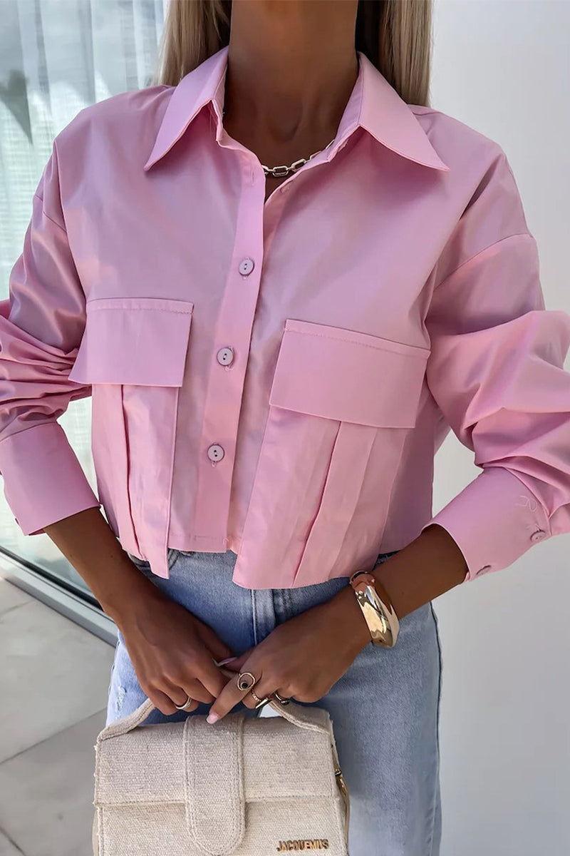 British Style Buttons Turndown Collar Tops