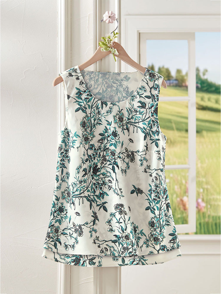 Women's Casual Floral Print Cotton Vest elevenforest