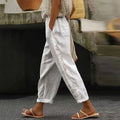 Comstylish Floral Lace Linen Blend Cozy Women's Pants
