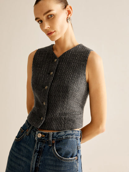Tweed Breasted Vest