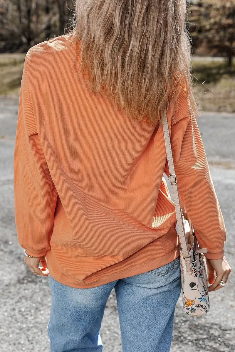 Leopard Pumpkin Ribbed Sweatshirt