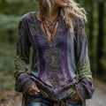 Women's Vintage Life Of Tree Celtic Knot Art Pattern Linen Shirt elevenforest