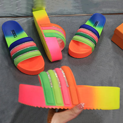Rainbow Platform Slippers F744