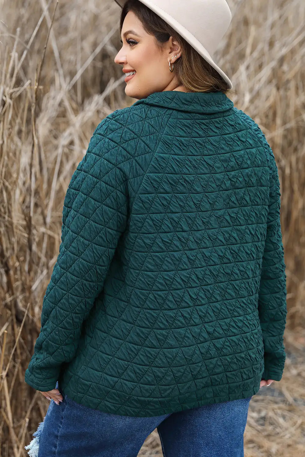 Quilted Blackish Green Sweatshirt
