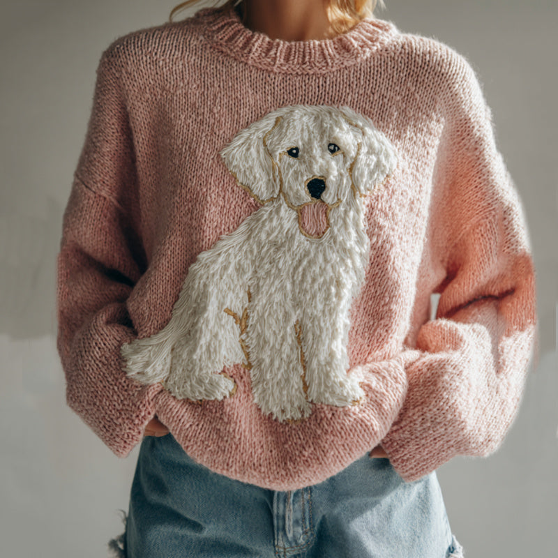 Comstylish Fuzzy Goldendoodles Dog Felt Cozy Knit Sweater