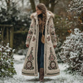 Comstylish Women's Vintage Viking Floral Vigvihil Rune Long Thick Knit Sweater