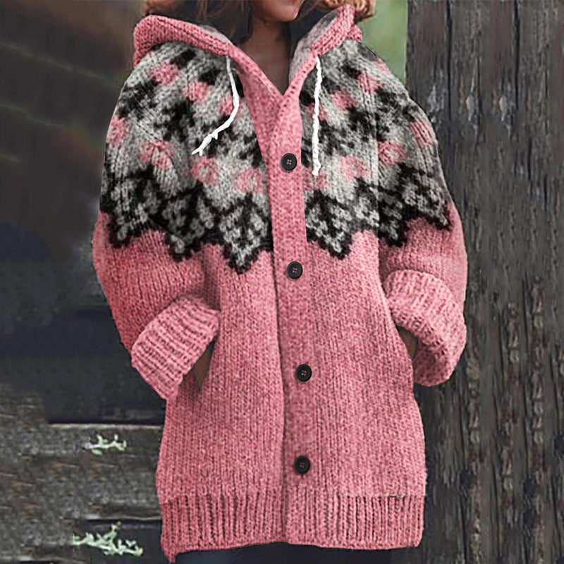 Vintage Jacquard Warmth Icelandic Knit Print Women's Sweater elevenforest