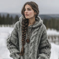 Women's Vintage Knit Aran Cozy Hooded Sweater elevenforest