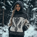 Women's Viking Totem Celtic Knot Hooded Pocket Sweater elevenforest