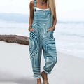 Women's Striped Art Print Casual Jumpsuit elevenforest